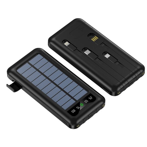 10000mAh phone charger solar power bank with cables