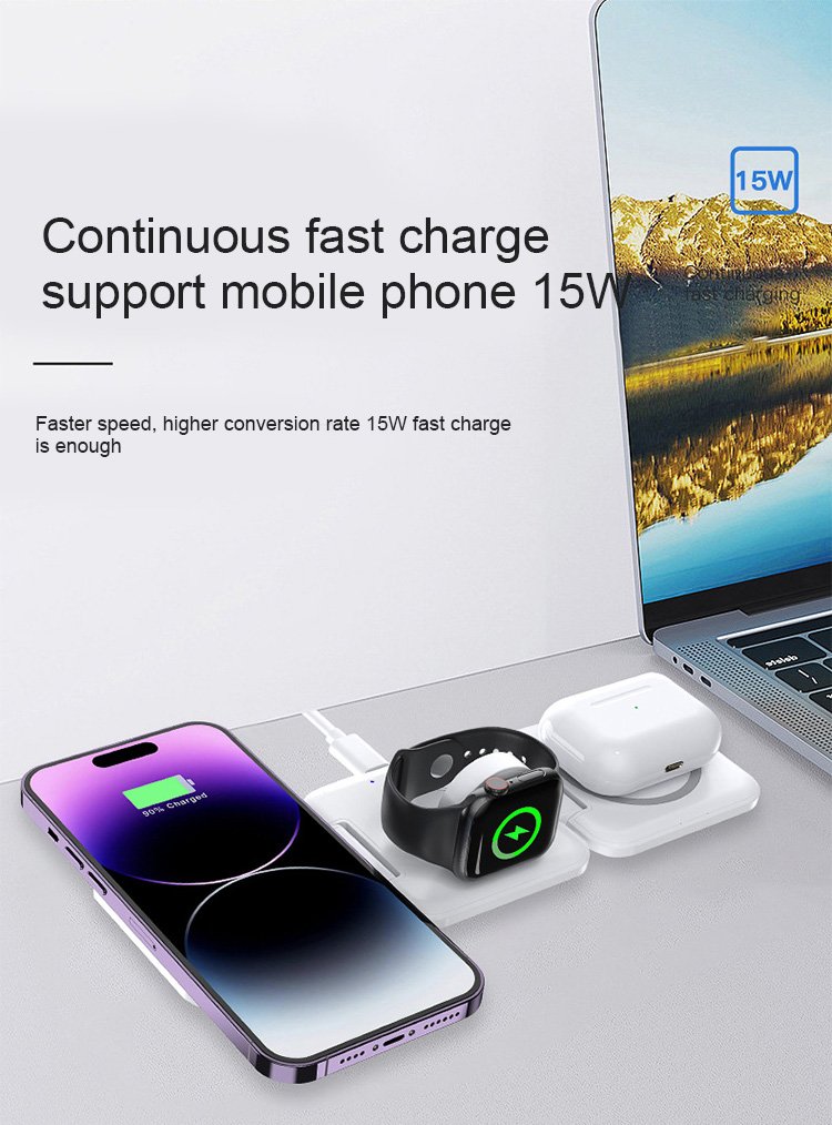 3 in 1 foldable wireless charger 