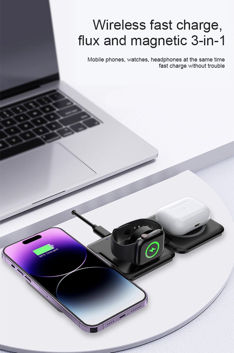 3 in 1 foldable wireless charger 