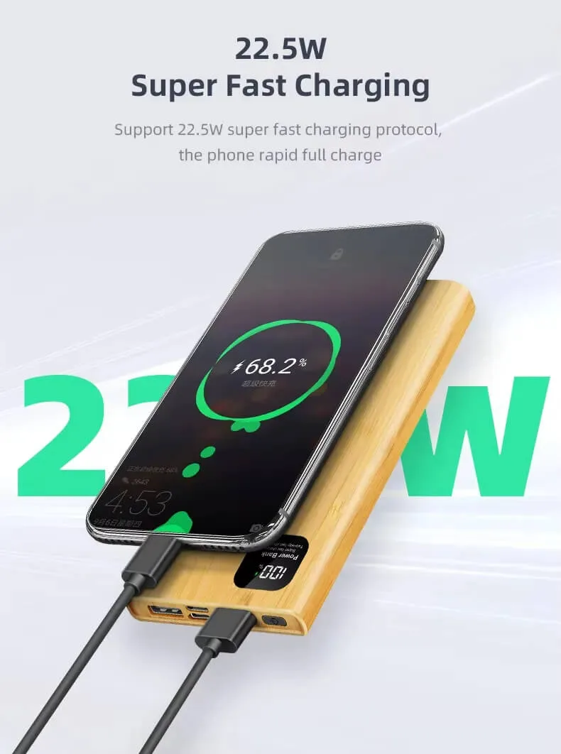 Bamboo Power Bank Private Label Custom Logo Promotional Gifts giveaways for Events Wholesale Manufacturer 11 Bamboo power bank