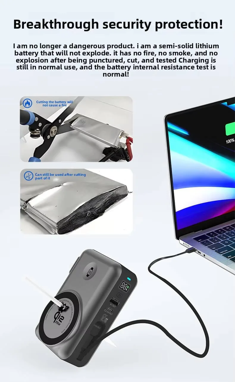 Qi2.2 MagSafe Power Bank 65W Fast Portable Charger with Retractable Built-in Cable OEM Private Lable Manufacturer 9 65W Magnetic Wireless Power Bank