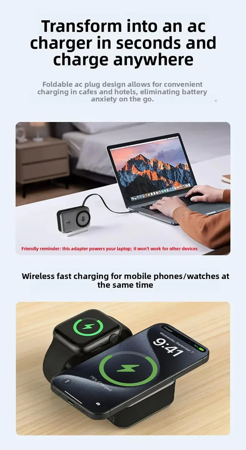 Qi2.2 MagSafe Power Bank 65W Fast Portable Charger with Retractable Built-in Cable OEM Private Lable Manufacturer 12 65W Magnetic Wireless Power Bank