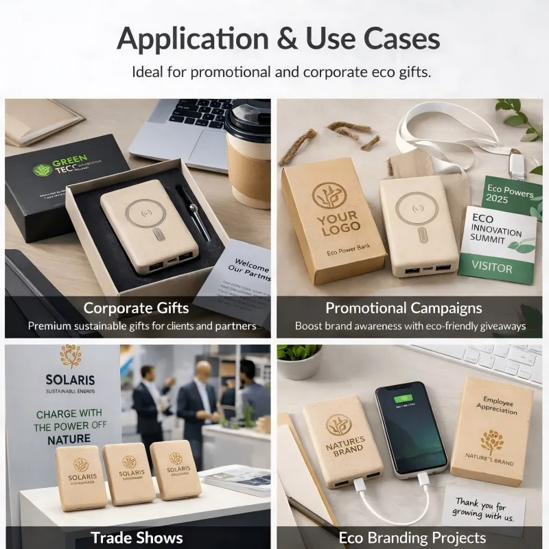 Wheat Straw Power Bank Eco Friendly 10000mAh Magsafe Portable Charger Gift OEM Logo 14 Wheat Straw power bank