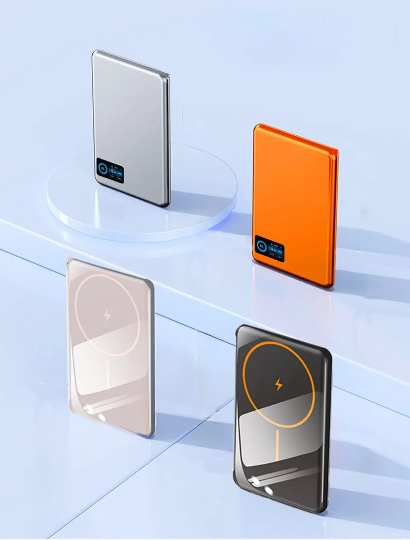 MagSafe Power Bank 5000mAh/10000mAh Ultra Slim Aluminum TFT Smart Screen OEM Manufacturer 16 iPhone Power Bank