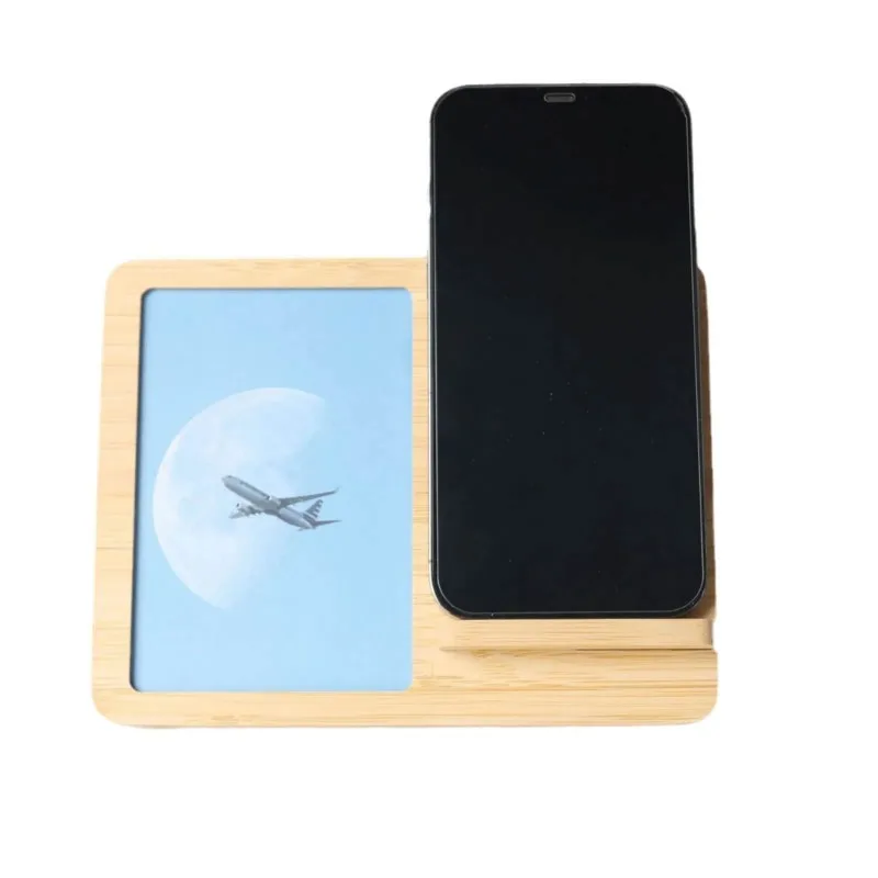 Wireless Charger Bamboo Photo Frame Home Decor Picture Frame Custom Logo OEM Manufacturer 15 wireless charger Bamboo photo frame