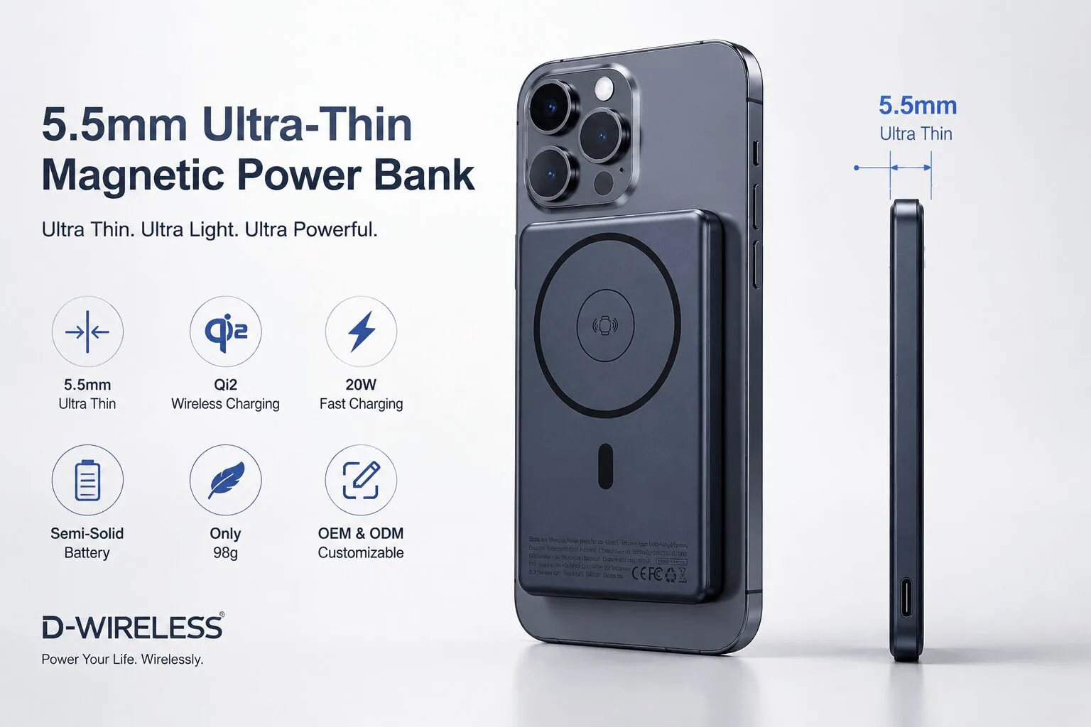 Qi2 Magnetic Power Bank