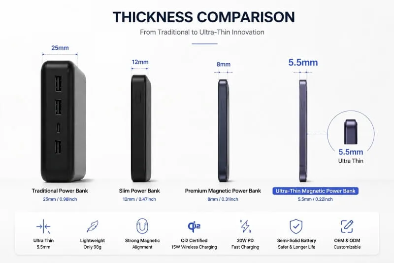 The Complete Buyer's Guide to 5.5mm Ultra-Thin Qi2 Magnetic Power Banks: Features, OEM Customization, and How to Choose the Right Manufacturer (2026) 2 Qi2 Magnetic Power Bank