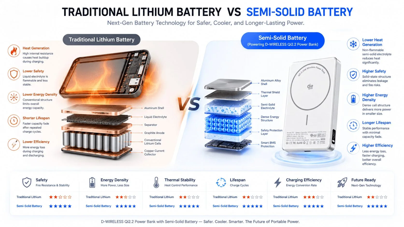 Semi-solid battery compared with traditional lithium battery