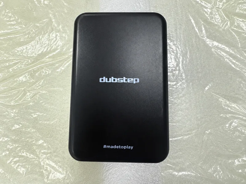 Black power bank with a custom printed logo illustrating logo customization for mobile accessories