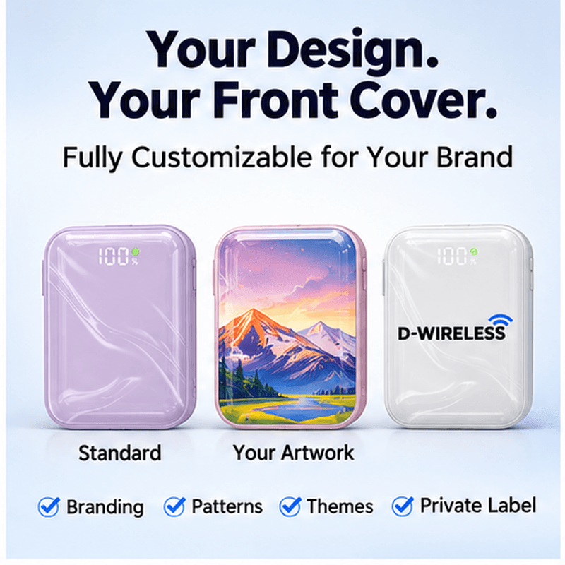 Custom Front Cover Mini Power Bank 10000mAh 22.5W | Exclusive Private Mold OEM Manufacturer 14 Custom Front Cover Power Bank