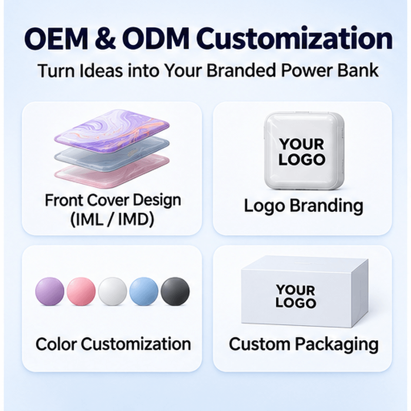 Custom Front Cover Mini Power Bank 10000mAh 22.5W | Exclusive Private Mold OEM Manufacturer 19 Custom Front Cover Power Bank